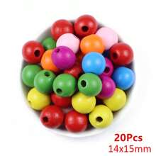 6-300 pezzi di colorate perline rotonde di legno, 4-25mm, dipinte, accessori per gioielli fai-da-te e artigianato