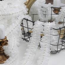 2 码/5 码珍珠铆钉雪纺花边白色服装配饰 DIY 材料