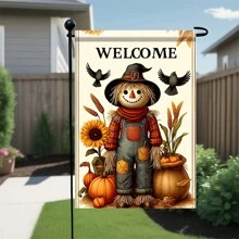 1pc, Scarecrow Pumpkin Sunflower Polyester Garden Flag - 18x12", Double-Sided Welcome Fall Yard Flag, Outdoor Lawn Decoration, Durable Weather-Resistant, No Flagpole (1 Piece) - Multicolor - View 4