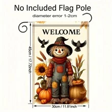 1pc, Scarecrow Pumpkin Sunflower Polyester Garden Flag - 18x12", Double-Sided Welcome Fall Yard Flag, Outdoor Lawn Decoration, Durable Weather-Resistant, No Flagpole (1 Piece) - Multicolor - View 2
