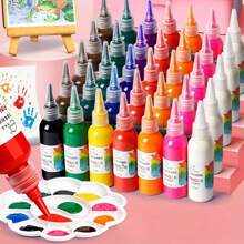 12色水彩筆套裝，每種顏色瓶裝均為60ml，附帶1個收納盒，套裝包括12色60ml升級版彩筆、15根筆刷、1個調色盤、12色彩筆+10根筆刷+1個收納盒+1個調色盤及其他4種尺寸的繪畫工具，每瓶長4.88英寸，可洗水，適用於繪畫塗鴉、手印藝術學生，總有一個產品能滿足您 - 彩色 - 查看 1