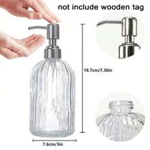 1/2 个 18 盎司玻璃皂液器，带泵头，可重复灌装，竖条纹设计，优质浴室皂液器，适用于厨房和浴室，厨房用品，厨房配件，厨房工具 - 均碼 - 查看 5