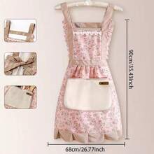 2pcs/1pc New Korean Style Fashionable Countryside Apron For Women, Home Kitchen Cooking Oil And Stain Resistant, Breathable, Durable, Suitable For Manicures, Restaurants, Palace Style Waistband Or Cute Adult Workwear,Food,,Kitchen,Travel,Kitchen Items,Kitchen Tools,Kitchen Things. - Multicolor - View 2