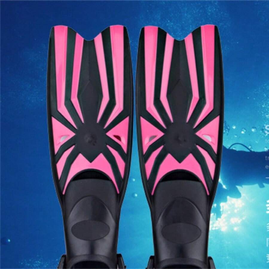 1pair Adult Adjustable Open Heel Diving Fins, Long Blade Freediving