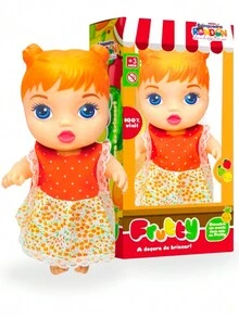 Brinquedo Boneca Frutty  Bebê Infantil 100% Vinil Criança Menina - Laranja - Visão 2