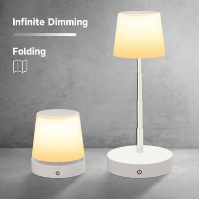 Lámpara de mesa LED regulable con control táctil - USB recargable, luz nocturna regulable con brazo extensible para crear ambiente en el dormitorio. Perfecta para leer en la noche cerca de la cama