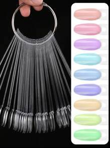 50pcs Clear Colors Nail Showing Shelf Color Card Fan Shape Tips Display Sticks Gel Polish Practice Swatch Color Chart