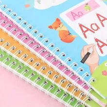 4 piezas Libros de práctica de control de pluma y caligrafía para niños, libro de aprendizaje divertido para entrenamiento de control de pluma y práctica de caligrafía (4 libros de caligrafía + 1 pluma de acuarela) (accesorio de color aleatorio) - Multicolor - Ver 3