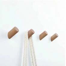1/2/4pcs Beech Wood Hooks In Minimalist Style, Cylindrical Slanted Hooks Require Wall Punching For Clothing, Backpacks, Etc