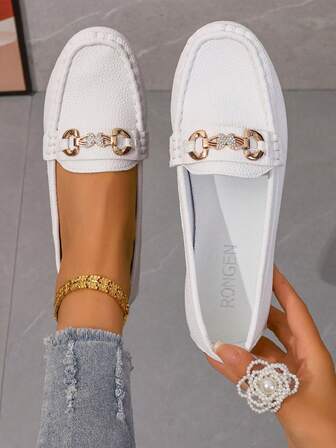 女士休闲一脚蹬平底鞋、舒适软底乐福鞋、百搭轻便护士鞋、时尚妈妈鞋