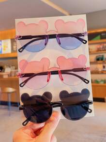 2/3/4/6件装 2026新款 男女童可爱时尚小熊儿童复古双色小熊眼镜，仅卡片展示，不含运费 - 彩色 - 查看 8
