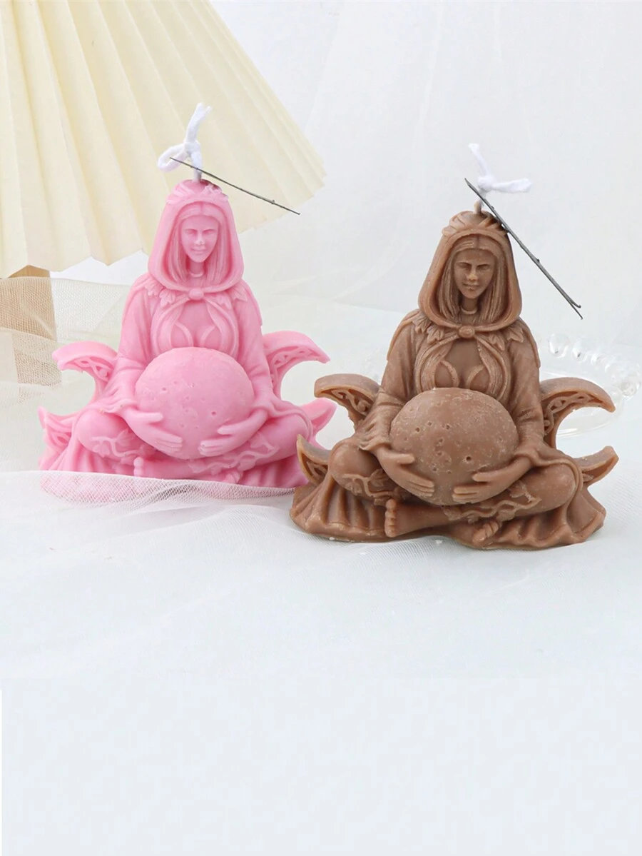 Elegant Forest Goddess Candle Mold, Silicone Mold, Mother Moon Resin Mold, For DIY Production Of Goddess Of Nature Statue Home Decoration - White - View 1