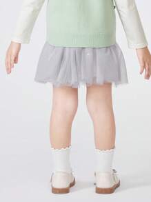 Balabala Young Girl Skirt Girls' Skirt Autumn Stylish Tulle Skirt Small Child Puff Skirt Sweet Delicate - Light Grey - View 2