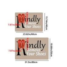 1pc 'Please Take Off Your Shoes' Welcome Mat, Polyester Door Mat With Rubber Backing, Machine Washable, Non-Slip Indoor Entrance Rug ,Room Decor - Khaki - View 3