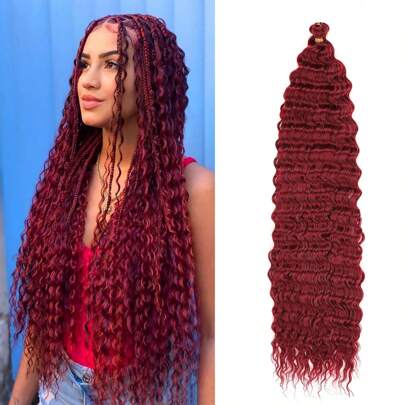 30Inch Ocean Wave Synthetic Curly Hair ,1Pack Deep Wave Crochet Braiding Hair Extexsions Long Braids Deep Wave Synthetic Hair Curly Braiding Hair For Women(BUG)
