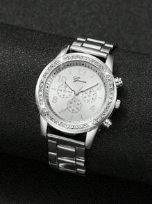 3pcs/Set Women's Steel Band Fashion Watch With Diamond Inlay Three Eyes & Numerical Scale Dial Quartz Wristwatch, Excluding Watch Box - Multicolor - View 6