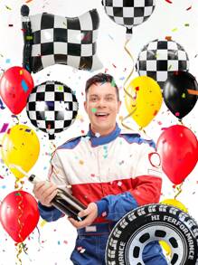 130pcs/260pcs Red Black Yellow Racing Car Balloon Arch Garland Set, Includes Tire, Racing Flag, Black & White Checkered Round Foil Balloons, Suitable For Racing Theme, Motorcycle Car Birthday Party, Toy Game Party Decorations - Multicolor - View 4