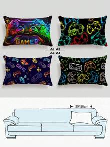 1 Stück & 4 Stücke Gaming Controller Thematische dekorative Kissenbezüge, Traum für Männer, geeignet für Auto, Zuhause, Schlafzimmer, Wohnzimmer (Innenkissen nicht enthalten)