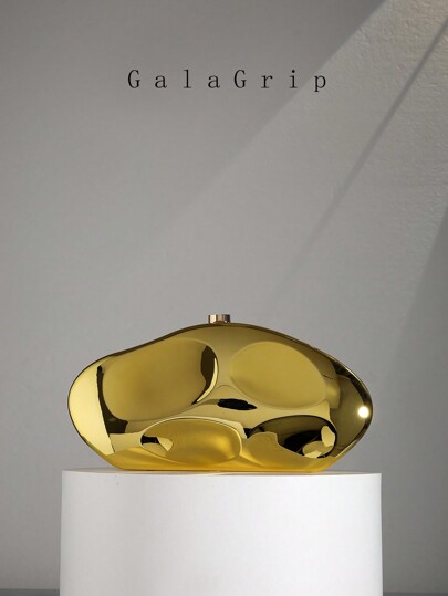 Fashionable And Luxurious Shiny Women's Evening Bag With Chain Strap, Unique Shape, Suitable For Shoulder Or Crossbody, Perfect Valentine's Day Gift For A Date, Perfect For Party Wedding Prom Dinner/Banquet, Matching With Holiday Party Dress Evening Dress & Sequin Dress, Perfectly Matching With New Years Outfit