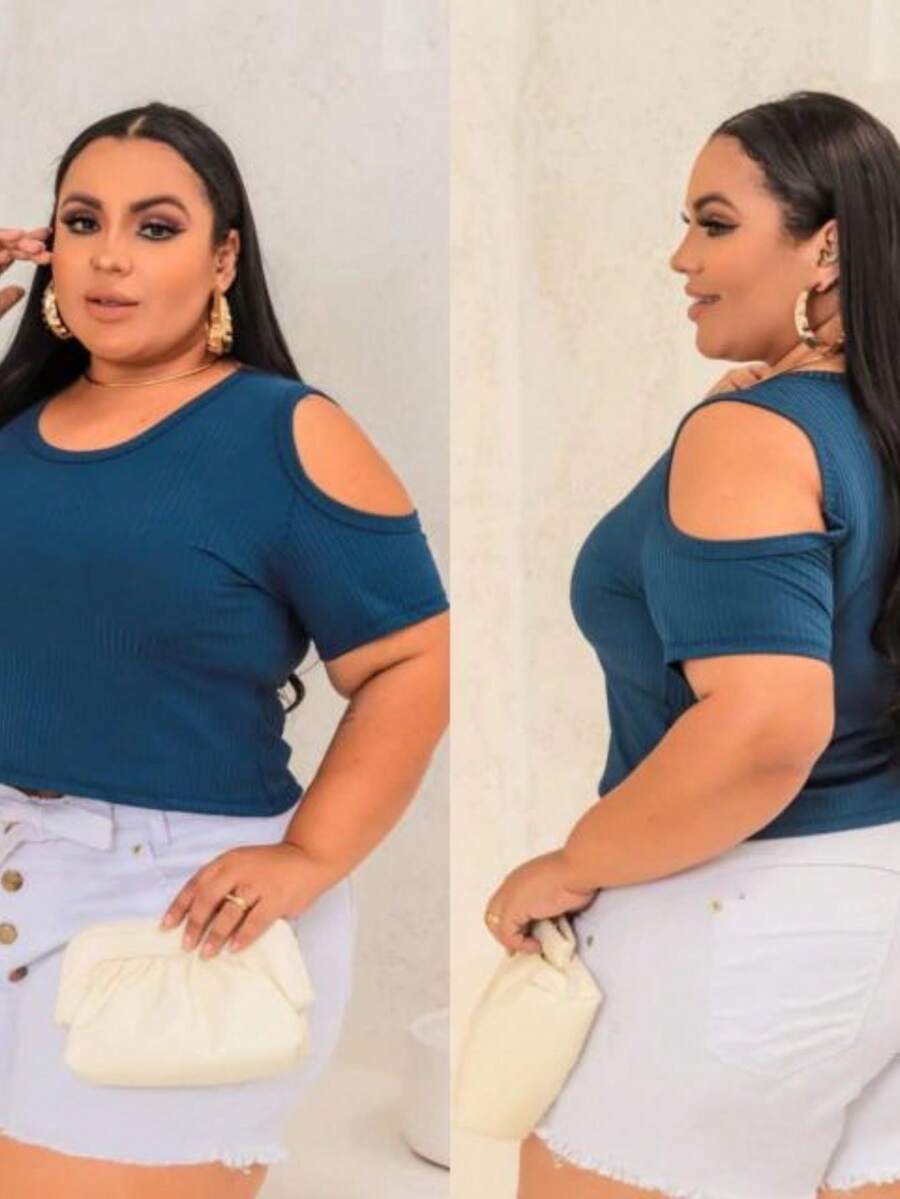 Plus Size Women Tops - Màu xanh ngọc - Xem 1