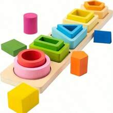 Montessori Toys For 3 Year Olds Boys Girls - Infant Toddler Wooden Sorting Stacking Toys, Educational Shape Color Sorter, Preschool Children Gift - Multicolor - View 8
