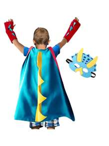 1pc Kids Dinosaur Cloak With Mask, Dragon Wing Cape, Suitable For Halloween Cosplay And Christmas Costume, Ideal Dinosaur Themed Gift For Boys And Girls - Multicolor - View 8