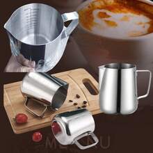 Stainless Steel Latte Art Cup With Scale, Coffee Decorating Tool For Cafe School Supplies - Silver - View 2