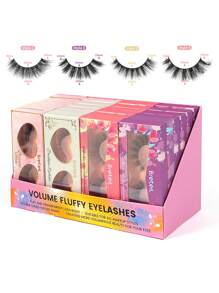 Breteil 24 Pairs Of Natural Full Mixed Style False Eyelashes With Carrying Case,Fluffy Slim For Everyday Use Manga Eyelashes, Travel Essentials