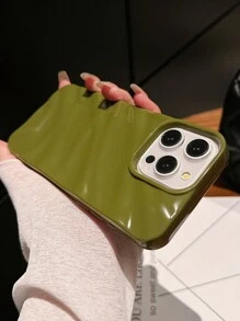 Minimalist 3D Wavy Pattern Phone Case Compatible With IPhone 17 Pro Max/17 Pro/17 Air/17/16 Pro Max/16/16 Pro/16 Plus/15/15 Pro Max/15 Pro/11/12/13/14 Pro Max/11 Pro/11 Pro Max/12 Pro/12 Pro Max/13 Pro/13 Pro Max/14 Pro/14 Pro Max, Soft Shell, Elegant And Creative - Green - View 8