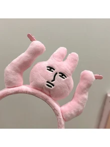 1 Băng đô lông thỏ màu hồng vui nhộn, Phụ kiện tóc kiểu Grab Bangs - Hồng - Xem 4