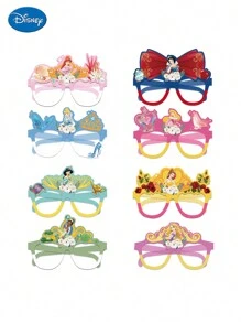 8 piezas Máscaras y gafas de papel para fiesta de cumpleaños de princesa, accesorios de disfraz de fiesta de princesas para niñas - Multicolor - Ver 3