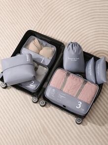 Travel Packing Organizer Bag For Suitcase, Clothes Storage Bag, Portable Underwear Organizer Bag, Multi-Functional And Large Capacity Travel Packing Organizer Set For Clothes, Shoes And Travel Accessories - Beige - View 4