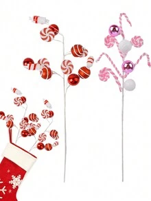 1PC Artificial Candy Tree Branches Christmas DIY Crafts Christmas Tree Home Decoration - 1PC Christmas Cuttings - View 2