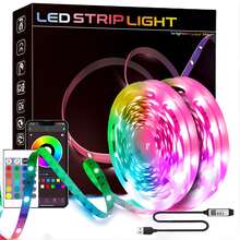 A Set Of 5V Led Strip Lights With 24key Remote,RGB Strip Lights With Timer Setting,Brightness Adjustment,Music Sync Color Changing Strip Lights For Bedroom,Living Room,Home Decoration,Festivals Party Atmosphere Decoration