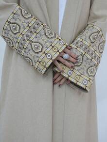 1pc Women's Fashionable Exquisite Totem Embroidered Open Abaya Suitable For Daily Gatherings In Islamic  Style - Abaya - View 6
