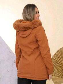 Plus Size Overcoats - Rust Brown - View 2