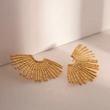 Exaggerated Popular Fan-Shaped Earrings In European And American Style