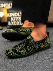 Men's Loafers New Casual Shoes Versatile Moccasins Slip-On Boat Shoes Slouchy Shoes Leather Shoes Canvas Deck Shoes Flat Men's Shoes Black Formal Shoes Flat Casual Shoes (Run Small And Narrow, Please Order 2 Sizes Up) - Green - View 2