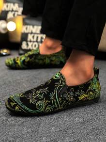 Men's Loafers New Casual Shoes Versatile Moccasins Slip-On Boat Shoes Slouchy Shoes Leather Shoes Canvas Deck Shoes Flat Men's Shoes Black Formal Shoes Flat Casual Shoes (Run Small And Narrow, Please Order 2 Sizes Up) - Green - View 3