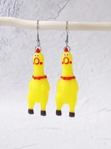1pair Fashionable European And American Creative Mini Squeeze Chicken Animal Shaped Women's Earrings, Suitable For Daily Wear