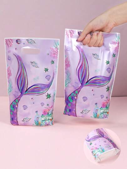 50pcs Mermaid 3D Handbag, Mermaid Gift Bag, Mermaid Theme Birthday Event Party Gift Packaging Supplies Packaging Bag, Mermaid Decor Party Favor, Mermaid Gift, Wedding Packaging Supplies, Kitchen Packaging Supplies