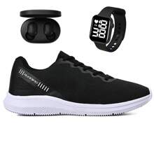 Uzze Sport Women Wedge Sneakers - 黑與白 - 查看 1