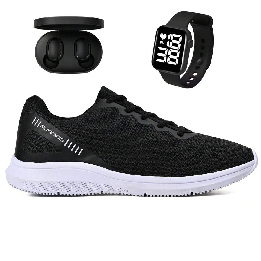 Uzze Sport Women Wedge Sneakers - 黑與白 - 查看 1