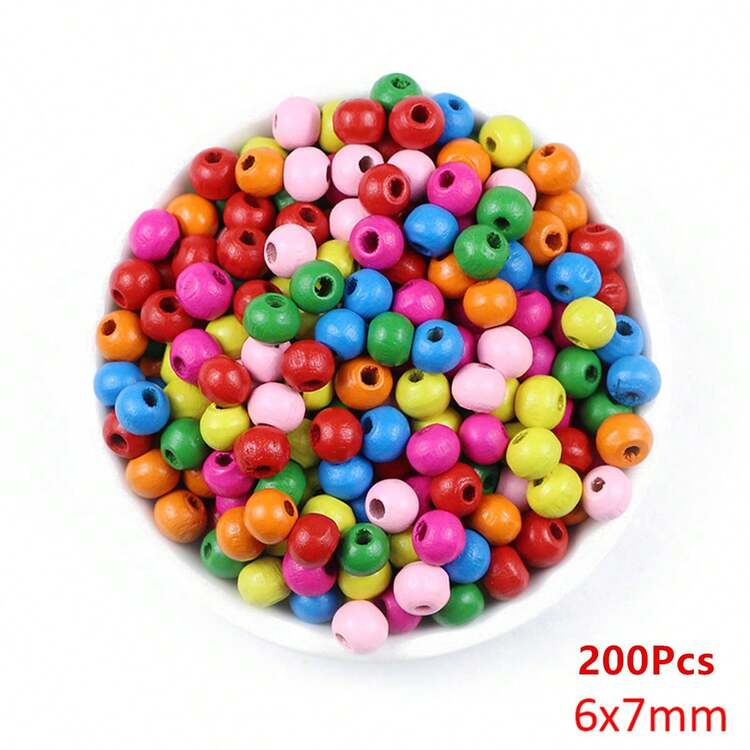 Bolas de madera redondas y coloridas de 6-300 piezas, de 4-25mm, pintadas, accesorios de joyería y artesanías DIY - Mezcla de colores - Añade 18