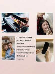 3+3入組隱私鋼化玻璃屏幕保護貼，適用於iPhone，包括免費相機鏡頭膜，防爆，防刮傷，高清晰度 - 黑色 - 查看 3