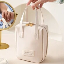 Vintage Large Capacity Makeup Bag, Multifunctional Cosmetic Pouch, Waterproof Portable Multi-Layer PU Leather Toiletry Organizer Bag With Handle - Multicolor - View 10