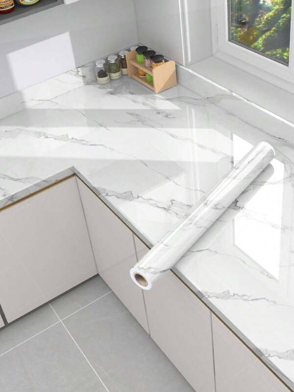 1 Rollo de pegatinas adhesivas impermeables y resistentes al aceite con diseño de mármol, adhesivas DIY creativas, papel pintado impermeable para decoración de sala de estar, dormitorio, suministros escolares, decoración de Halloween, pegatinas, vinilos decorativos para el hogar, artículos de decoración de primavera para renovar su hogar, pegatinas decorativas de fiesta, regalos de cumpleaños y graduación