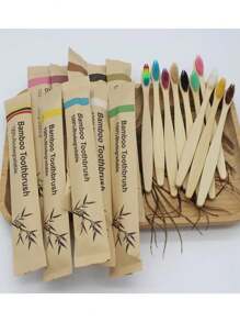 10pcs Bamboo Toothbrush, Manual Wooden Handle Toothbrushes With Soft Bristles For Sensitive Teeth Gums, For Deep Cleaning Oral Care At Home For Daily Life Home Bathroom Decor Fall Decor - Multicolor - View 12