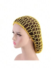 1pc Handmade Crochet Sleep Cap, Not A Hat, Women Hair Accessories Net Hairnet Cap Prescription Headgear Wig Cap Silk Bonnet Satin Bonnet - Multicolor - View 29