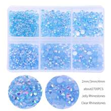 2,700pcs/Box 2mm/3mm/4mm Flat Bottom Resin Rhinestones In 6 Compartments, Handmade DIY Resin Crafts Accessories For Clothes, Shoes, Decorations